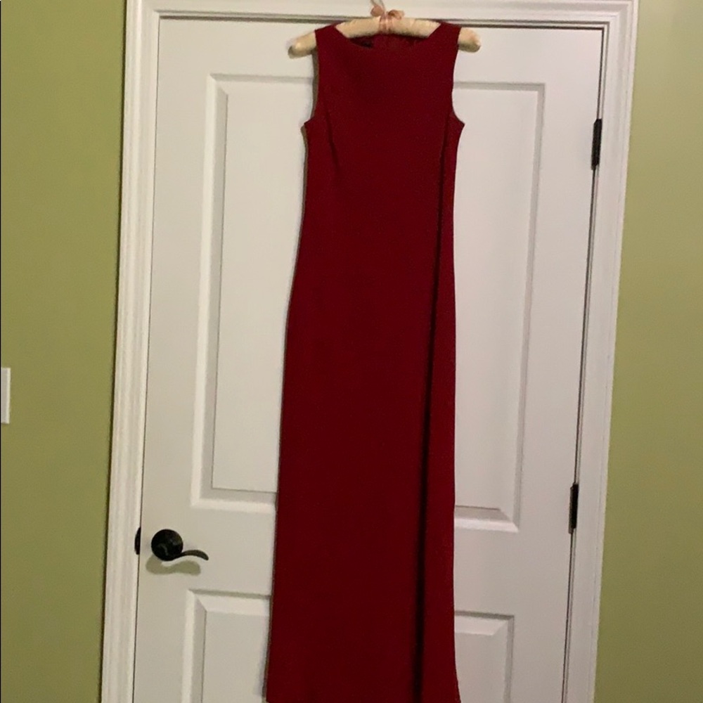 Long red crepe dress